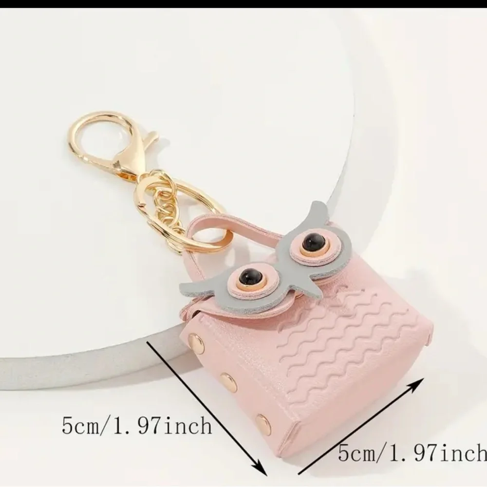 NEW! SMALL LIGHT COFFEE OWL BAG CHARM KEYCHAIN